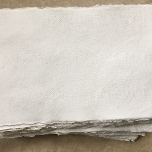 20 x A3 210gsm Cotton Rag, Khadi White handmade paper sheets, 30x42cm 11.8x16.5inch, deckle edge medium surface, artists calligraphy paper