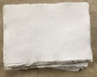 A3 320gsm x20 Cotton Rag, Khadi White handmade paper sheets, 30x42cm 11.8x16.5inch, deckle edge medium surface, artists calligraphy paper