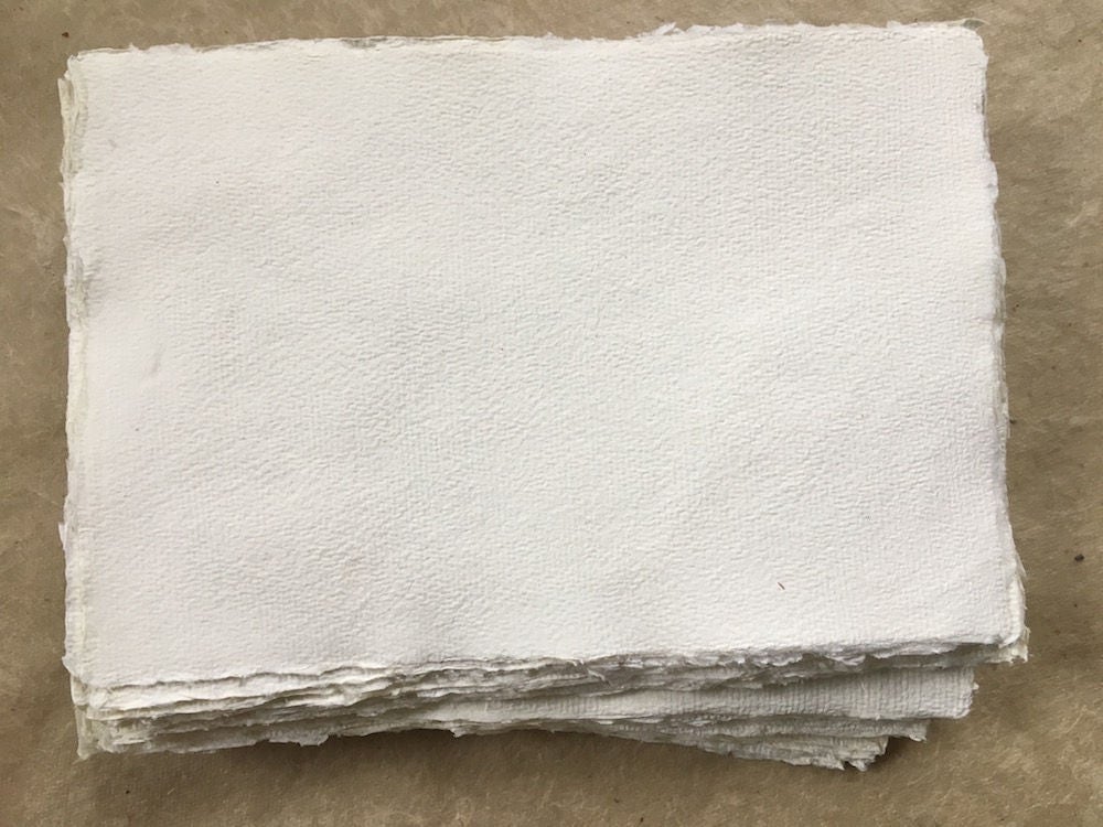 20 A4 150gsm Cotton Rag, Khadi White Handmade Paper Sheets, 21x30cm  8.25x11.8inch, Deckle Edge Medium Surface, Letter Size Handmade Paper 