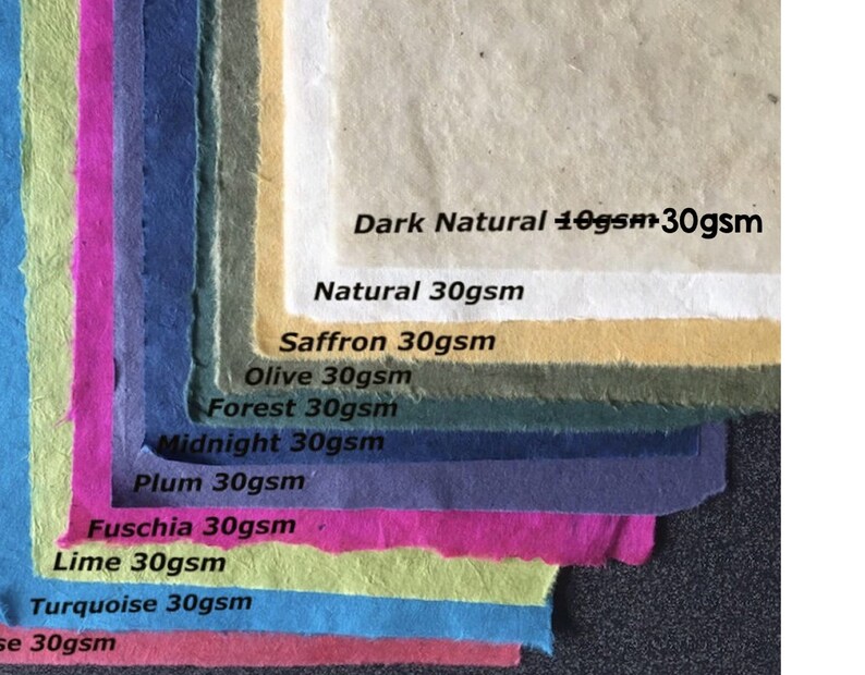 5 Full sheets Nepalese Lokta Paper coloured wrapping paper Etsy