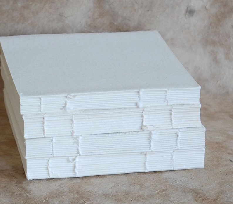 13x16cm Blank Book Blocks, Rough or Smooth surface 210 gsm Khadi Cotton Rag Paper 5x6.25inch sketchbook, deckle edges, Book-making supplies image 3