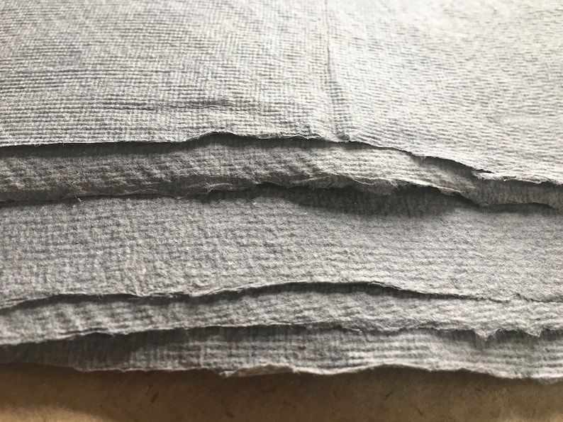 Khadi Indian handmade paper Rough surface 56 x 76 cm 22 x 30 inches full sheets Grey Cotton Rag mixed media pastels oils graphite