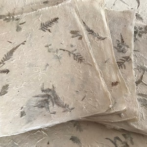Petits morceaux de papier à feuilles mélangées x 10, feuilles vertes de l'Himalaya en Lokta naturel, 7,5 x 9,5 pouces, papier indien fait main (L67)