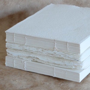 13x16cm Blank Book Blocks, Rough or Smooth surface 210 gsm Khadi Cotton Rag Paper 5x6.25inch sketchbook, deckle edges, Book-making supplies image 5