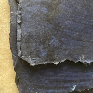 6 small Indigo Indian Sunn Hemp dark blue handmade paper, approx 16 x 23 cm / 6.25 x 8.5 inches, 100 gsm artists artisan paper, art