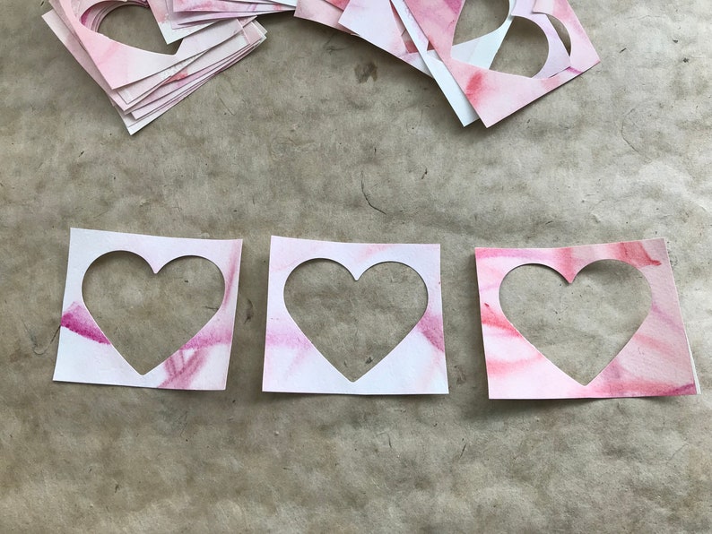 25 heart cut outs hand painted heart paper frames 1.5 or 3 Etsy