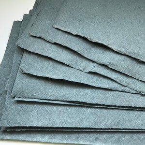 10 small Dark Grey Cotton Rag 10 x 7.5 inch 25 x 18cm Khadi rough surface 210 gsm artists paper, Indian handmade paper oil charcoal pastels image 3