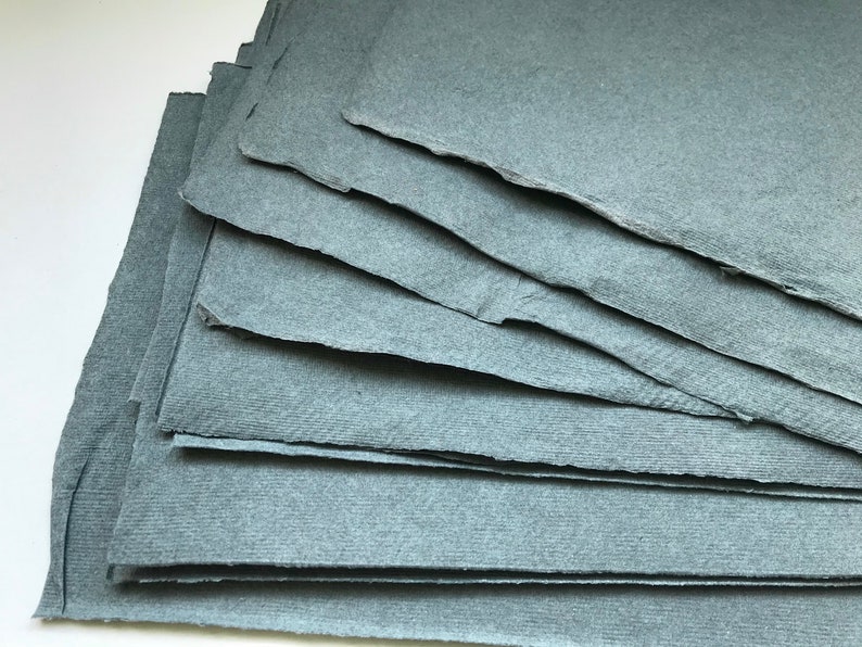10 small Dark Grey Cotton Rag 10 x 7.5 inch 25 x 18cm Khadi rough surface 210 gsm artists paper, Indian handmade paper oil charcoal pastels image 3