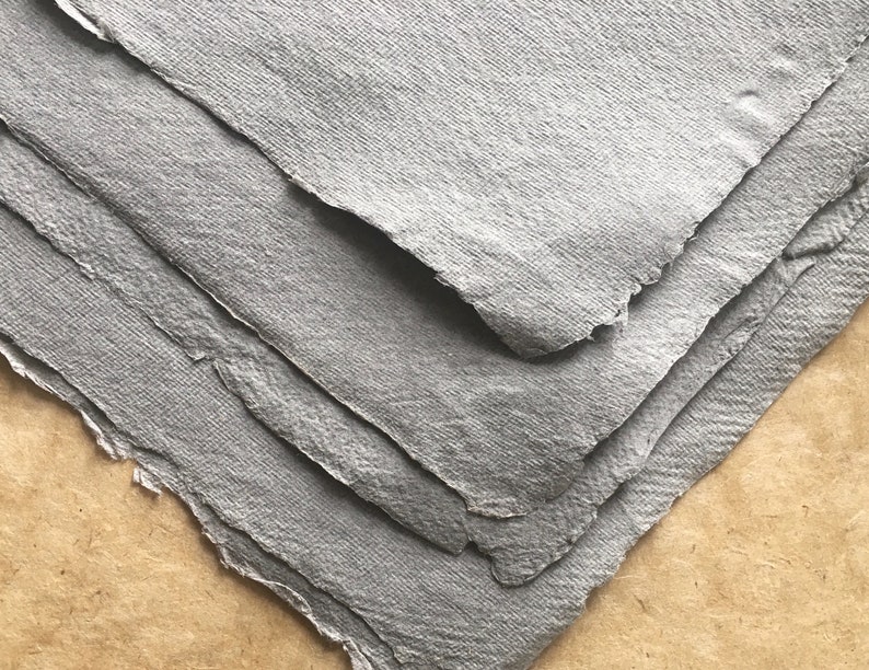 Khadi Indian handmade paper Rough surface 56 x 76 cm 22 x 30 inches full sheets Grey Cotton Rag mixed media pastels oils graphite