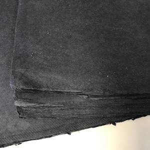 full/half sheets 210gsm Black Cotton Rag, Khadi Indian handmade paper Rough surface 56 x 76cm 22 x 30inches, mixed media pastels oils image 1
