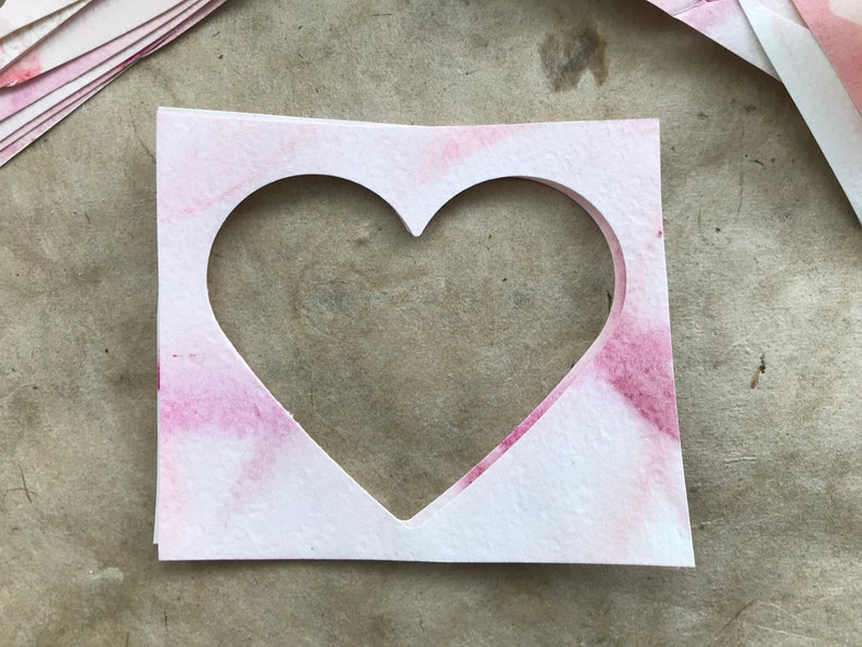 25 heart cut outs hand painted heart paper frames 1.5 or 3 Etsy