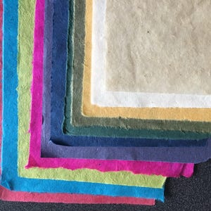 10x7 Nepalese Lokta Paper 22 mixed sheets  25 x 18 cm, colored Indian paper for crafts, card making, collage etc, Khadi handmade paper