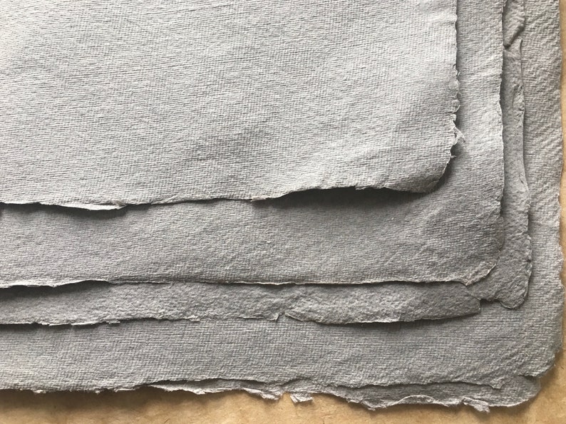 Khadi Indian handmade paper Rough surface 56 x 76 cm 22 x 30 inches full sheets Grey Cotton Rag mixed media pastels oils graphite