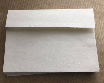 20 C6 envelopes White Cotton Rag, Khadi handmade envelopes, 11 x 16cm, 6.3 x 4.3 inches, medium surface, blank invitation sets, A6 size