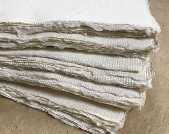 20 A6 320gsm White Cotton Rag, Khadi handmade paper sheets, 14.8 x 10.5cm, 5.8 x 4.1 inches, medium surface, letter size handmade paper