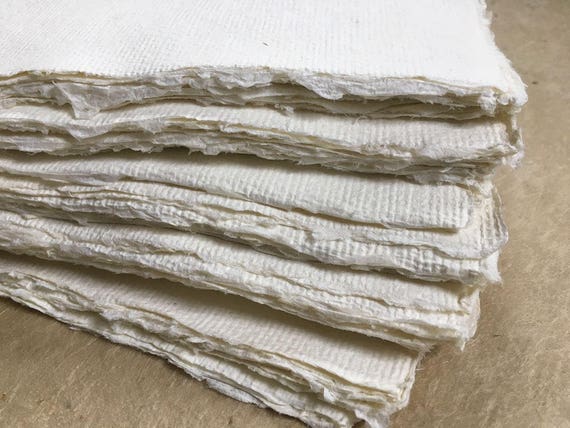 20 A6 320gsm White Cotton Rag, Khadi Handmade Paper Sheets, 14.8 X 10.5cm,  5.8 X 4.1 Inches, Medium Surface, Letter Size Handmade Paper 