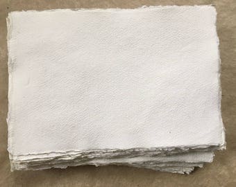 A6 x20 Cotton Rag, 150gsm White Khadi handmade paper, 14.8 x 10.5cm, 5.8 x 4.1 inches, medium surface, handmade paper, blank invitations