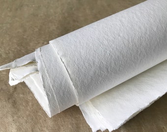 Fogli interi straccio di cotone bianco da 100 g/m², carta leggera Khadi, carta per libri priva di acidi, di dimensioni interne, per schizzi, penna e inchiostro, ecc.