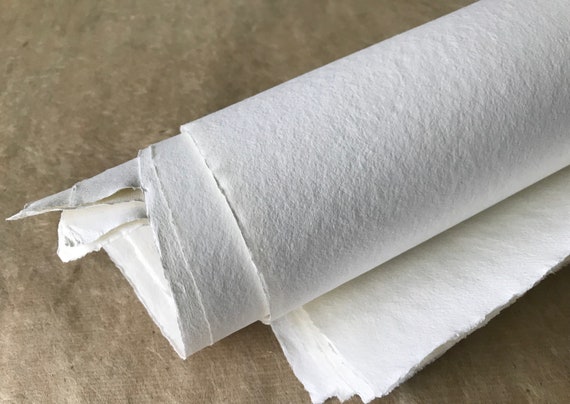 Full Sheets 100gsm White Cotton Rag, Lightweight Khadi Paper