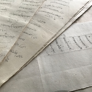 Indische Manuskriptseiten, Hanfpapier, alte Geschäftsbücher, Papier Ephemera, Vintage Ephemera, ungewöhnliches Papier, antik