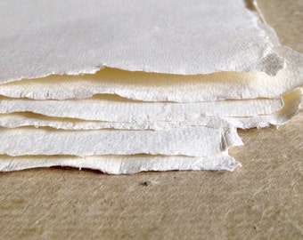 10 small White Cotton Rag, 10 x 7.5 inch  25 x 18cm  Khadi rough or smooth surface 210 gsm artists paper, Indian handmade paper