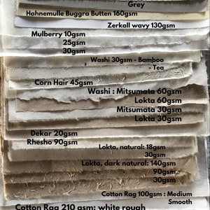 Kleine Stücke All the neutrals, gemischte Papiere Musterpackung, nepalesische, indische, thailändische Papiere, beige, creme, weiß & graue Farbtöne Bild 2