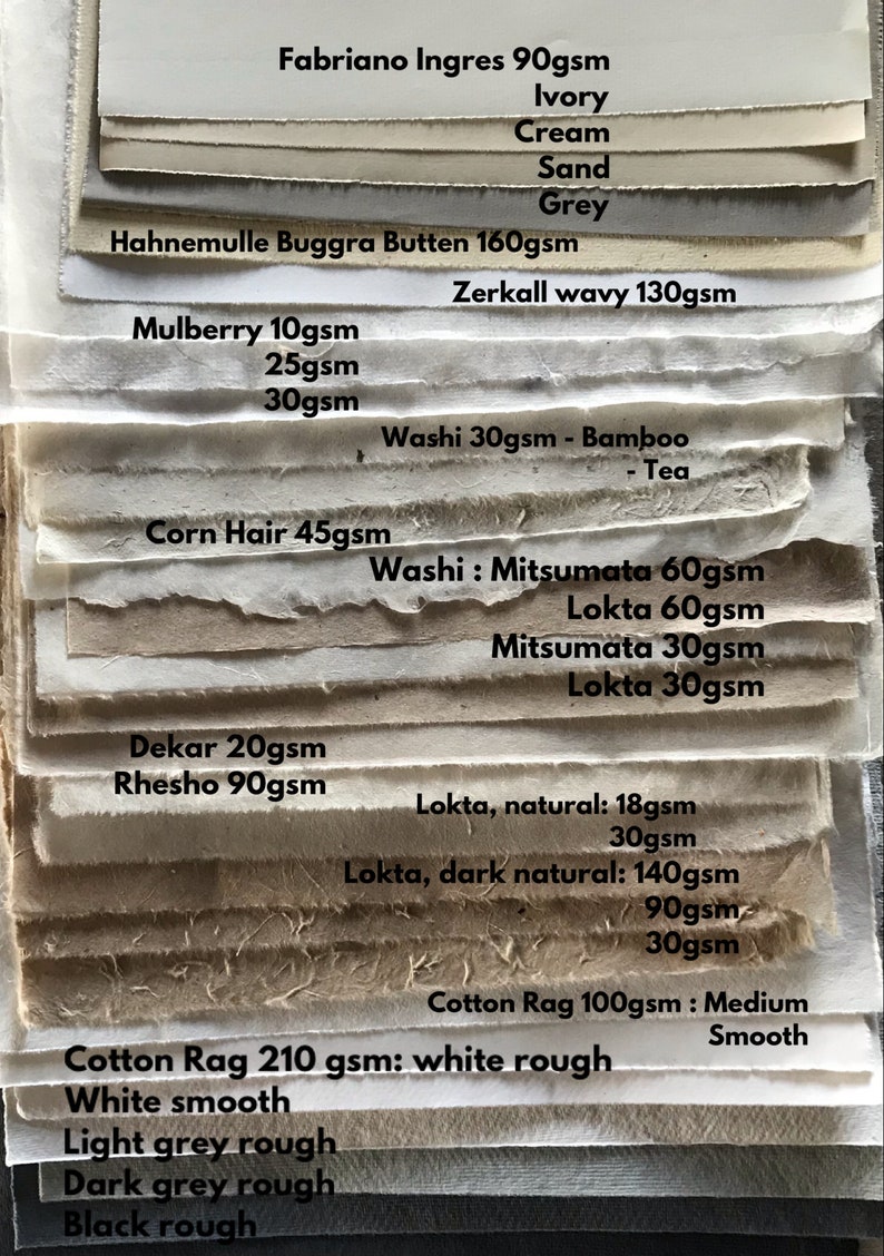 Kleine Stücke All the neutrals, gemischte Papiere Musterpackung, nepalesische, indische, thailändische Papiere, beige, creme, weiß & graue Farbtöne Bild 2