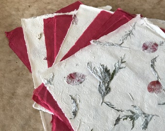 Small pieces  Rose and bhonswa, plant fibre paper, Himalayan onion skin paper, Rose Nepalese paper, sample pack, mixed papers for crafts