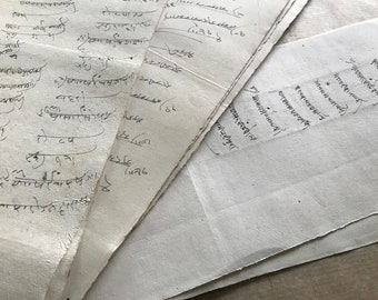 10 Indian Manuscript pages, Hemp paper, Old Accounts Records, Paper Ephemera, vintage ephemera, unusual paper, antique