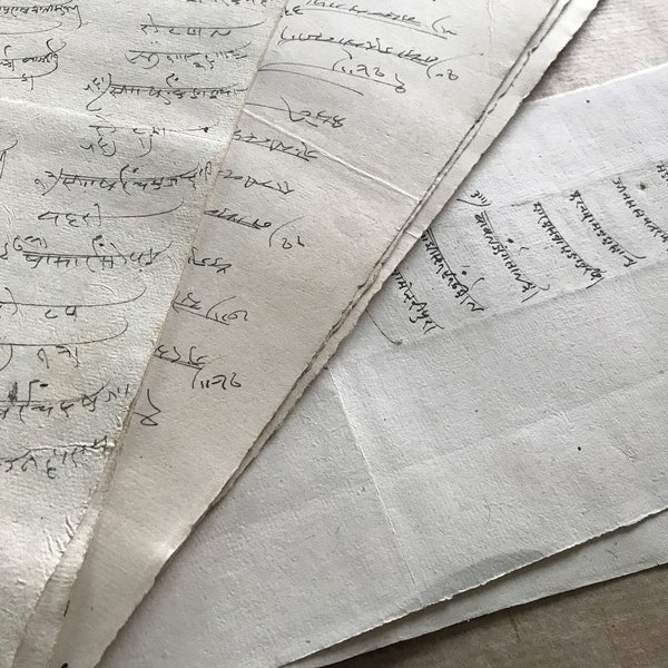 buy old stamp paper online 10 Indian Manuscript pages, Hemp paper, Old Accounts Records, Paper Ephemera, vintage ephemera, unusual paper, antique