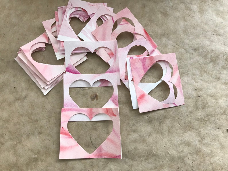 25 heart cut outs hand painted heart paper frames 1.5 or 3 Etsy