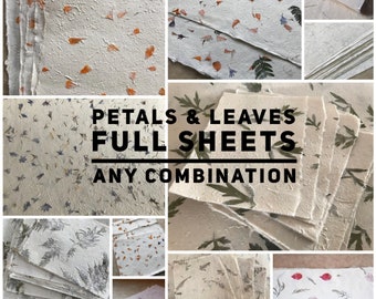 Full sheets Petal &/or Leaf paper, Himalayan Petal paper, Lokta Leaf Paper mixed pack