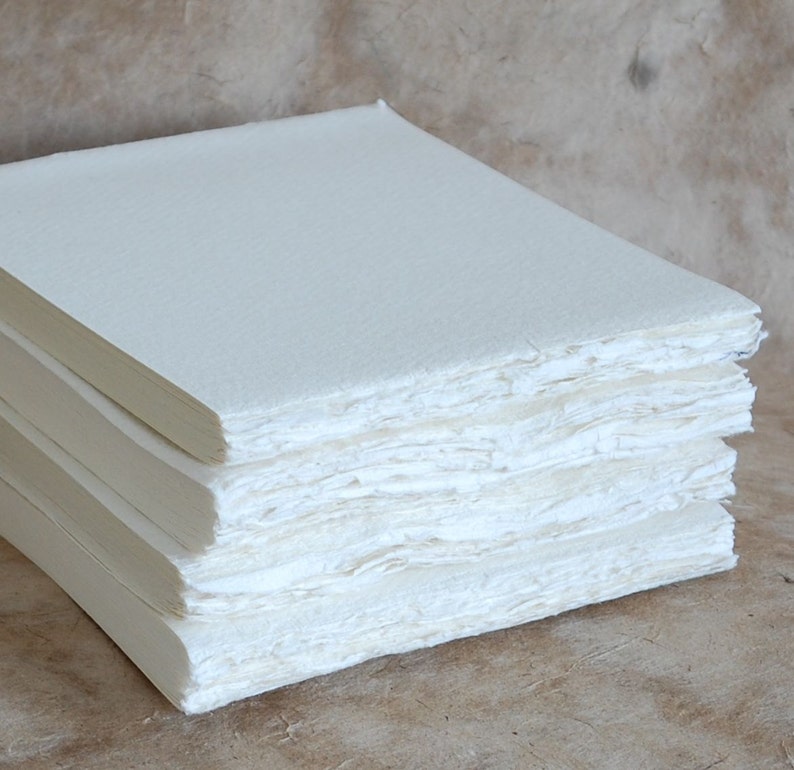 13x16cm Blank Book Blocks, Rough or Smooth surface 210 gsm Khadi Cotton Rag Paper 5x6.25inch sketchbook, deckle edges, Book-making supplies image 4