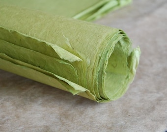 Lime Full sheets Nepalese lokta Paper 19.5 x 29.5 inches 50 x 75 cm, Khadi handmade lokta paper, bright green artists paper