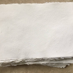 20 x A7 Cotton Rag, 150gsm Khadi White handmade paper, 7 x 10cm, 2.75 x 4 inches, medium surface, invitation size handmade paper