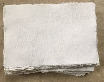 20 x A7 Cotton Rag, 150gsm Khadi White handmade paper, 7 x 10cm, 2.75 x 4 inches, medium surface, invitation size handmade paper