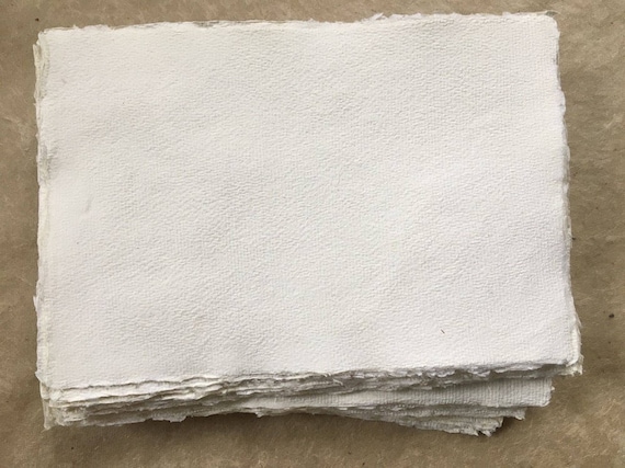 20 X A7 Cotton Rag, 150gsm Khadi White Handmade Paper, 7 X 10cm