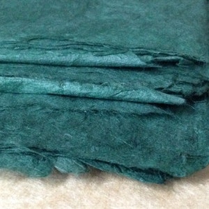 Forest Green Full sheets Nepalese Lokta Paper 19.5 x 29.5 inches 50 x 75 cm, Khadi handmade lokta paper, dark green paper