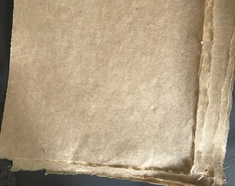 8pcs 27 x 20cm TSASHO paper, 11 x 8 inch handmade paper from Bhutan, natural colour lokta, 100 gsm-  bhutanese lokta denar laid paper