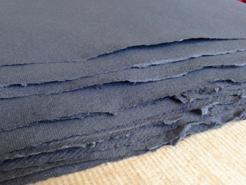 full/half sheets 210gsm Black Cotton Rag, Khadi Indian handmade paper Rough surface 56 x 76cm 22 x 30inches, mixed media pastels oils image 4