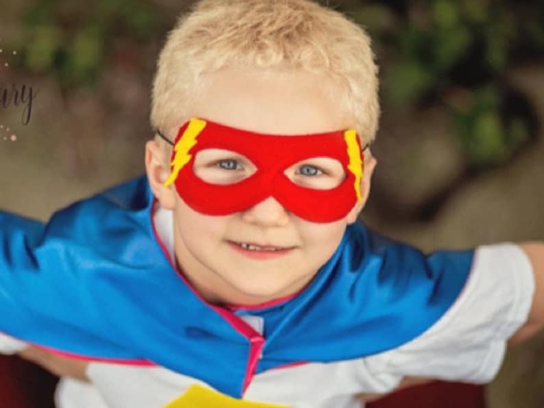 One ADJUSTABLE Super Hero MASK. Lightning Bolt Mask. Birthday Etsy