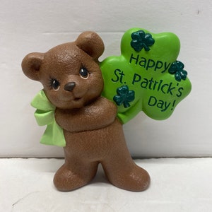 One of a kind Handmade Ceramic Happy St. Patrick’s Day Bear