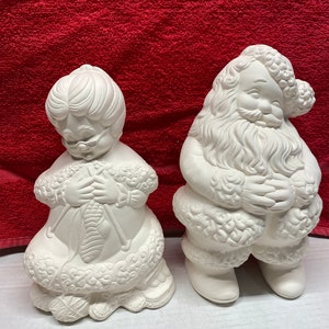 Ceramic bisque ready to paint Mr and Mrs Santa Claus