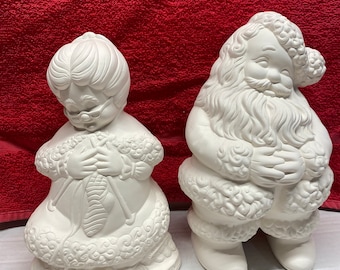 Ceramic bisque ready to paint Mr and Mrs Santa Claus