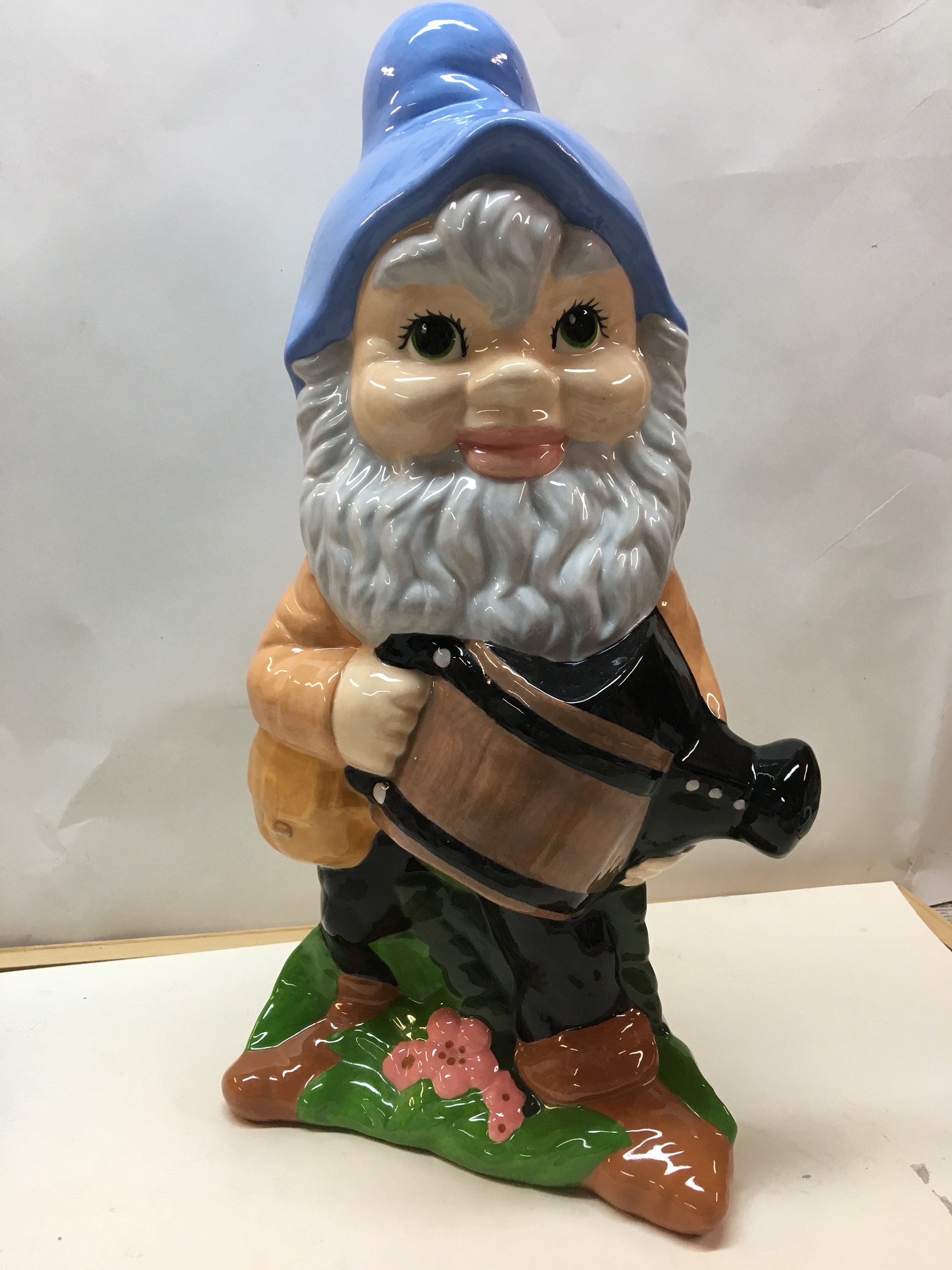Handmade Ceramic Large Gnome With Watering Can - Etsy