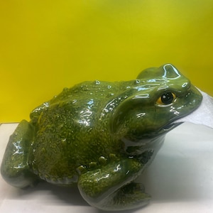 One of a kind handmade ceramic large frog toilet paper holder.