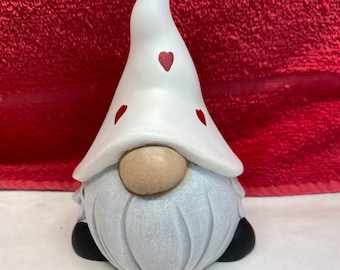 One of a kind handmade ceramic gnome with hearts