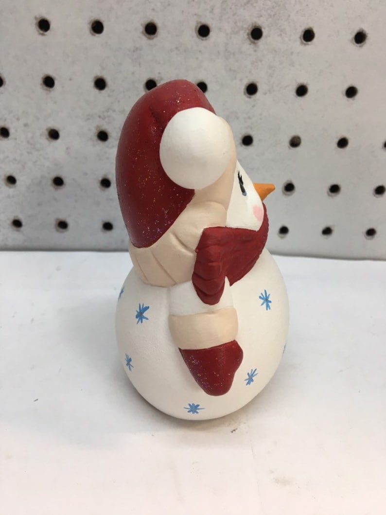 Handmade Ceramic Gb Snowman With Snowflakes Etsy