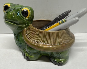 One of a kind handmade ceramic turtle sponge, candy dish, paper clip or pen holder.
