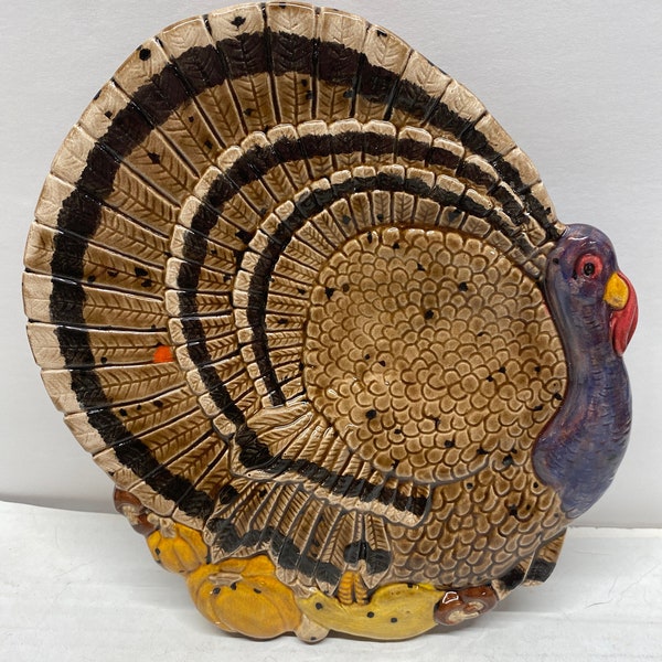 Handmade one of a kind ceramic turkey dish